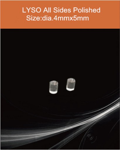 LYSO Ce scintilltion crystal, Cerium doped Lutetium Yttrium Silicate scintillation crystal, LYSO Ce scintillator crystal, diameter 4 mm x 5 mm